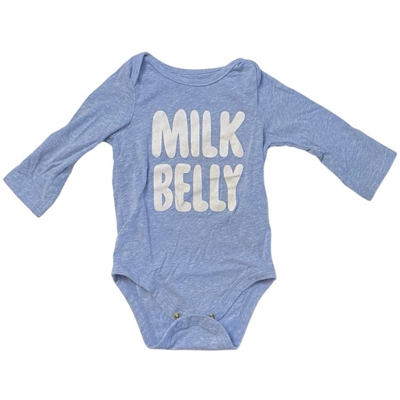 jumping beans Other - Jumping Beans Milk Belly Baby Blue Long Sleeve Bodysuit Graphic Tee Size 9 Month